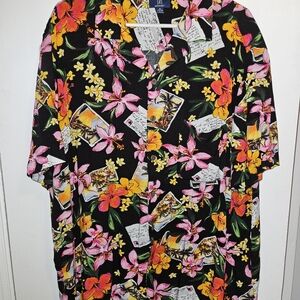 George Tropical Floral Shirt with Yellow and Pink Accents